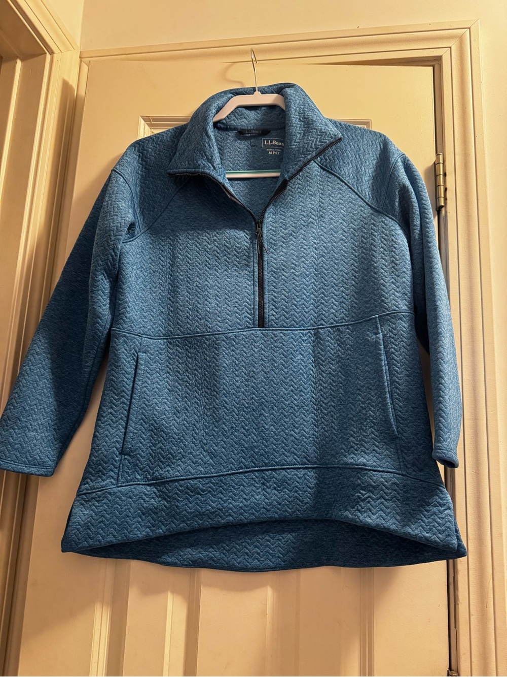 L.L. Bean Women's Blue Quilted Half-Zip Pullover